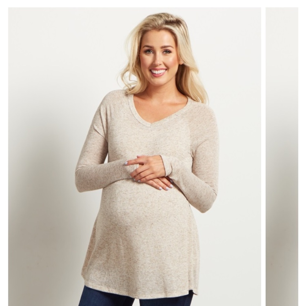 Tan long sleeve maternity. Nice thanksgiving shirt
